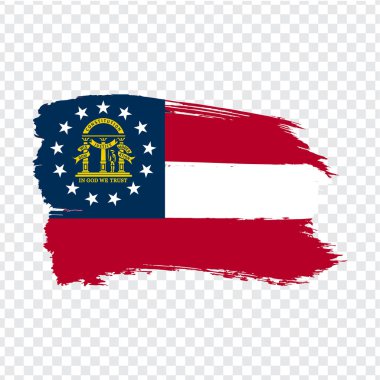 Fırça vuruşlarını Gürcistan bayrağı. Amerika Birleşik Devletleri. Bayrak Georgia Web sitesi tasarım, logo, uygulama, UI için şeffaf arka plan üzerinde. Stok vektörü. Vektör illüstrasyon eps10.