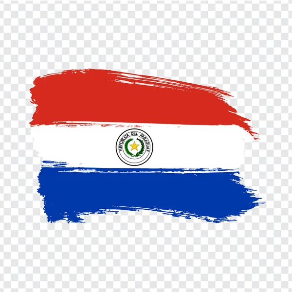 Paraguay zászlója ecsetvonásokkal. Flag Paraguay átlátszó háttérrel a webhely design, logo, app, UI. Stock vektor. Vektoros illusztráció Eps10. — Stock Vector