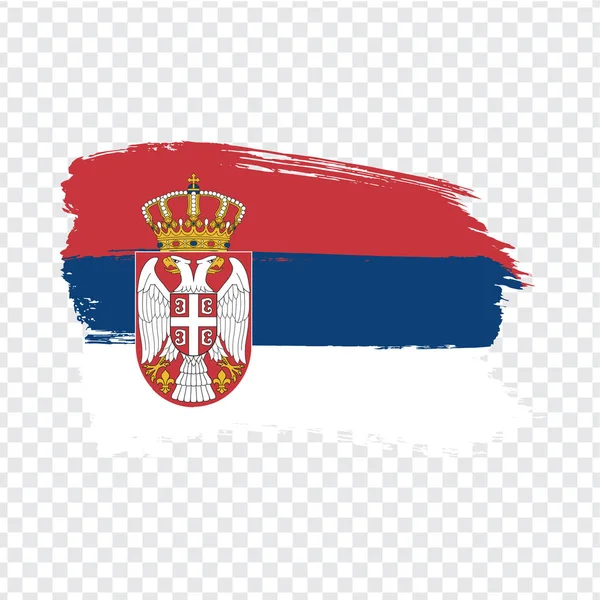 Flagga Serbien från penseldrag. Flag Serbiaon transparent bakgrund för din webbplats design, logotyp, app, UI. Lager vektor. Vektor illustration Eps10. — Stock vektor