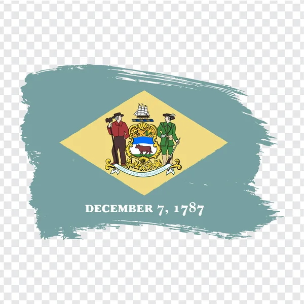 Fırça darbelerinden Delaware bayrağı. Amerika Birleşik Devletleri. Bayrak Delaware web sitesi tasarımı, logo, uygulama, Ui için şeffaf arka plan üzerinde. Stok vektörü. Vektör illüstrasyon Eps10. — Stok Vektör