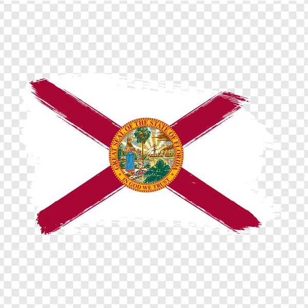 Bandeira da Flórida de pinceladas. Estados Unidos da América. Bandeira Florida em fundo transparente para o design do seu site, logotipo, aplicativo, UI. Vetor de estoque. Ilustração vetorial EPS10 . — Vetor de Stock