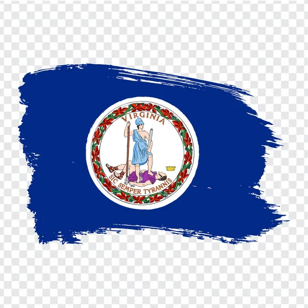Fırça darbelerinden Virginia bayrağı. Amerika Birleşik Devletleri. Bayrak Virginia web sitesi tasarımı, logosu, app, Ui için şeffaf arka plan üzerinde. Stok vektörü. Eps10. — Stok Vektör