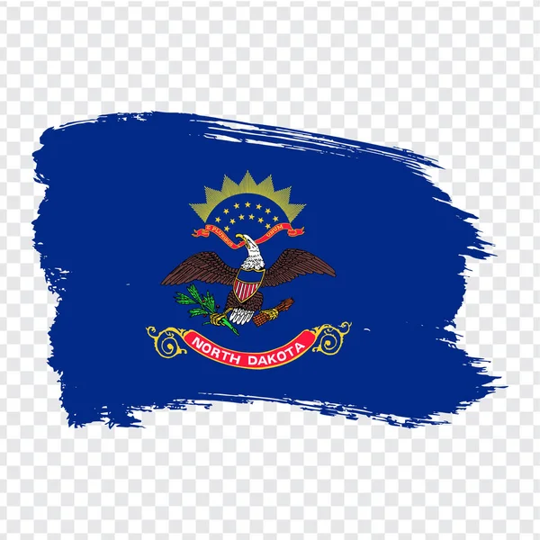 Észak-Dakota zászlaja az ecsetvonásokkal. Amerikai Egyesült Államok. Flag North Dakota átlátszó háttérrel a webhely design, logo, app, UI. Stock vektor. Eps10. — Stock Vector