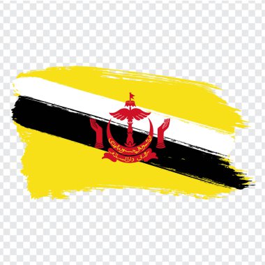 Fırça darbelerinden Brunei bayrağı. Bayrak Brunei Darussalam web sitesi tasarımı, logo, uygulama, Ui için şeffaf arka plan üzerinde. Stok vektörü. Eps10.