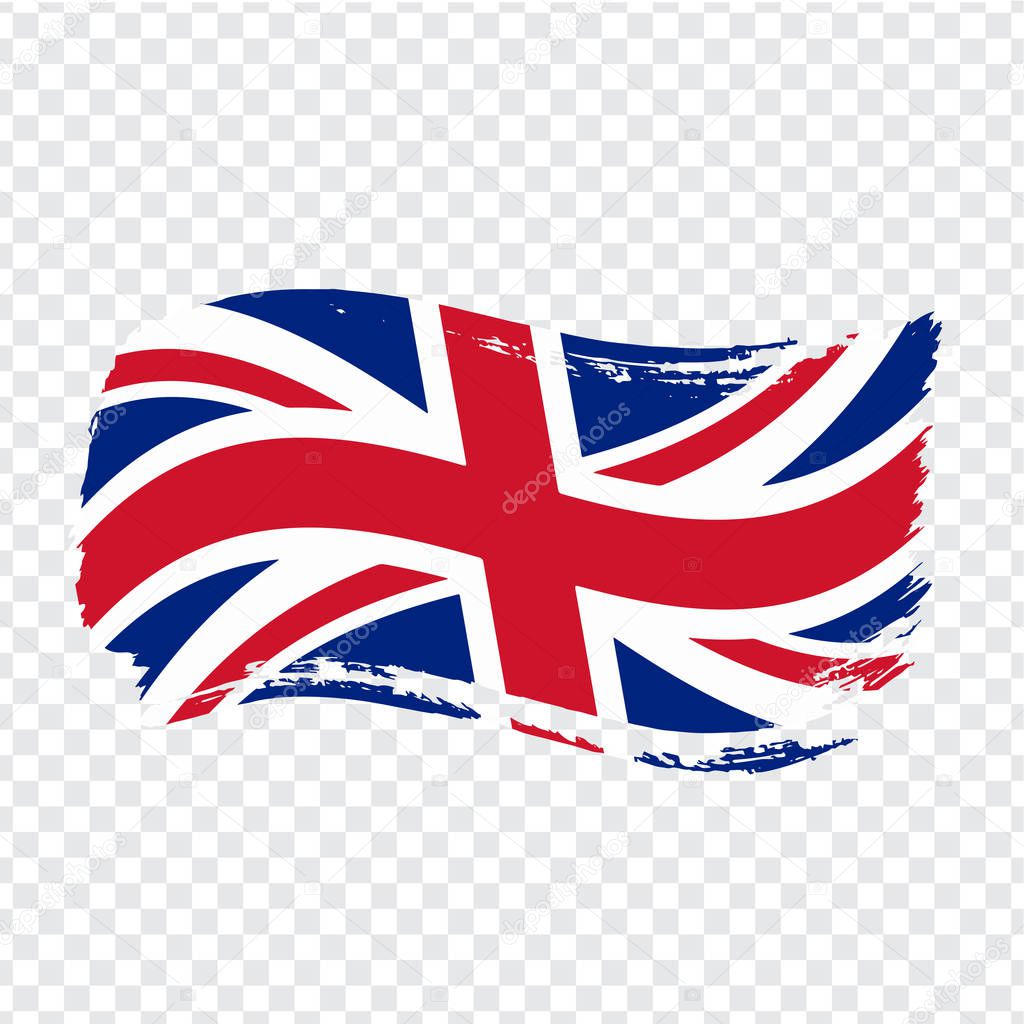 Great Britain Flag isolated. Flag of Great Britain, brush stroke background. Flag Great Britain on transparent background. Flag United Kingdom for your web site design, logo, app, UI. Stock vector.  EPS10.