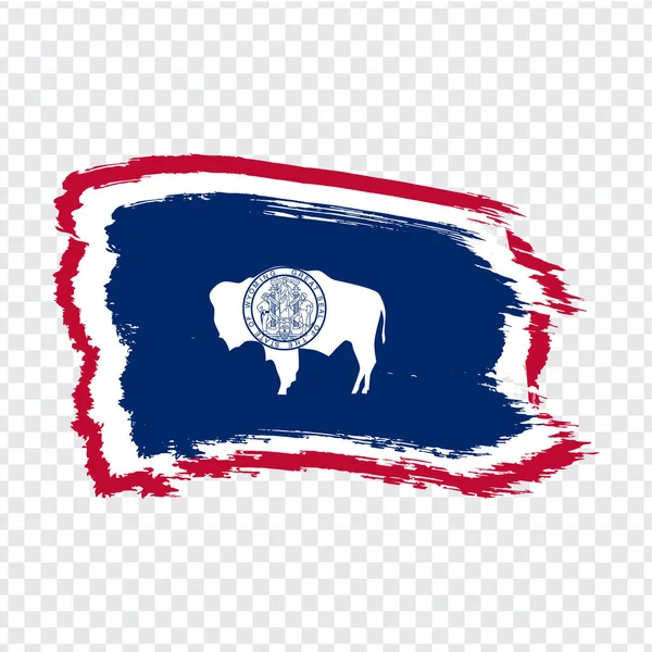 Bandera de Wyoming por pinceladas. Estados Unidos de América. Bandera Wyoming sobre fondo transparente para el diseño de su sitio web, logotipo, aplicación, interfaz de usuario. Vector de acciones. EPS10 . — Archivo Imágenes Vectoriales