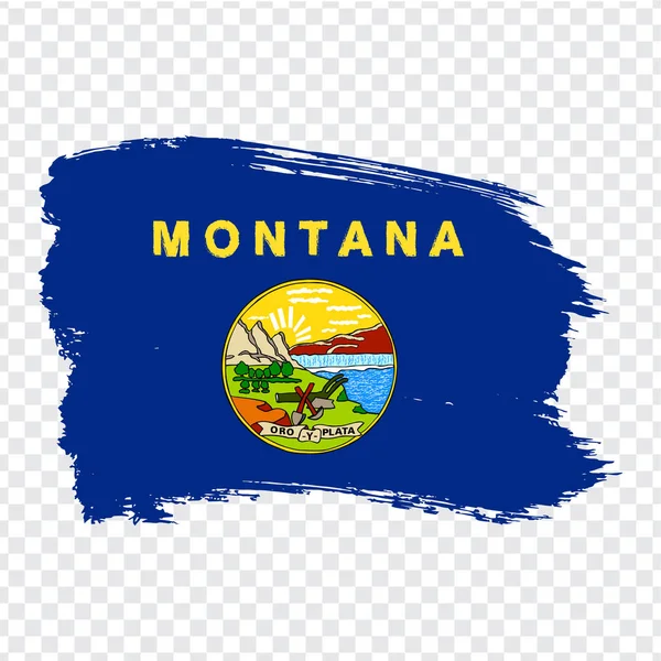 Montana flagga från penseldrag. Amerikas förenta stater. Flagga Montana på transparent bakgrund för din webbplats design, logotyp, app, UI. Lager vektor. Eps10. — Stock vektor