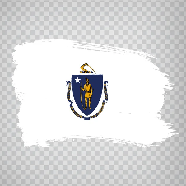 Bandera del estado de Massachusetts de pinceladas. Estados Unidos de América. Bandera estado Massachusetts sobre fondo transparente para el diseño de su sitio web, logotipo, aplicación, interfaz de usuario. Vector de acciones. EPS10 . — Vector de stock