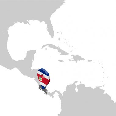 Harita da Kosta Rika Konum Haritası Orta Amerika . 3d Kosta Rika bayrak harita işaretçisi yer pin. Kosta Rika yüksek kaliteli harita. Vektör illüstrasyon Eps10.