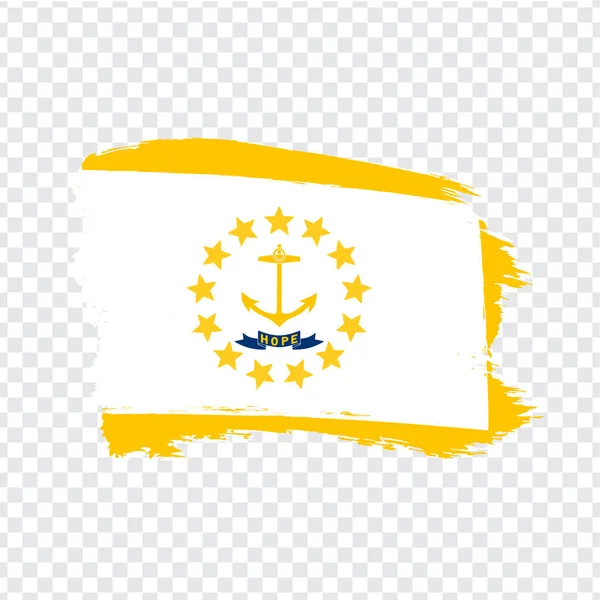 Rhode Island zászlaja az ecsetvonásokkal. Amerikai Egyesült Államok. Flag Rhode Island átlátszó háttérrel a webhely design, logo, app, UI. Stock vektor. Eps10. — Stock Vector