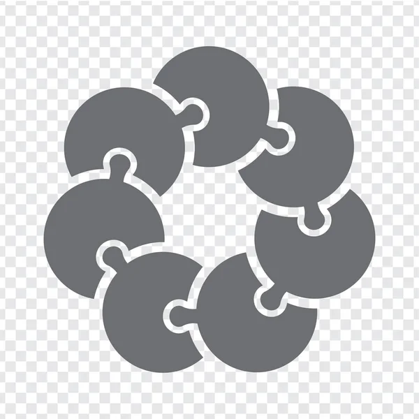 Ícone simples quebra-cabeça círculo em cinza. Quebra-cabeça ícone simples dos sete elementos em fundo transparente. Design plano. Ilustração vetorial EPS10 . — Vetor de Stock