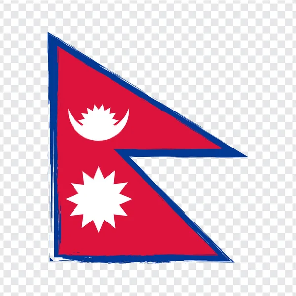 Bandiera del Nepal da pennellate. Bandiera Nepal su sfondo trasparente per la progettazione del tuo sito web, logo, app, UI. Vettore azionario. EPS10 . — Vettoriale Stock