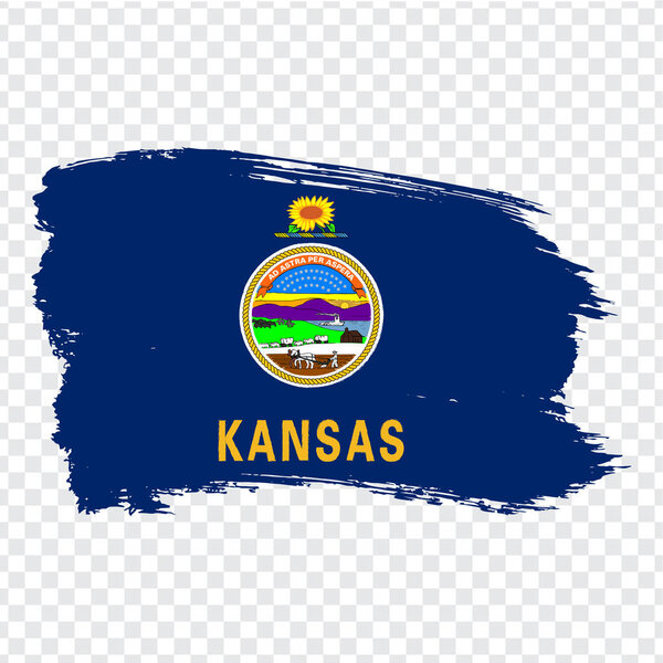 Флаг Канзаса от мазков кистью. Соединенные Штаты Америки. Флаг Канзас на прозрачном фоне для вашего веб-сайта дизайн, логотип, приложение, пользовательский интерфейс. Вектор запасов. S10
