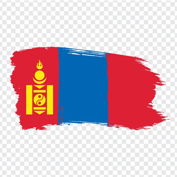 Flagge der Mongolei aus Pinselstrichen. Flagge Mongolei auf transparentem Hintergrund für Ihre Website-Design, Logo, App, ui. Aktienvektor. eps10. — Stockvektor