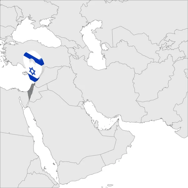 Staat Israël locatie kaart op kaart Midden-Oosten. 3D Israël vlag kaart marker locatie pin. Hoge kwaliteit kaart van Israël. Vector illustratie Eps10. — Stockvector