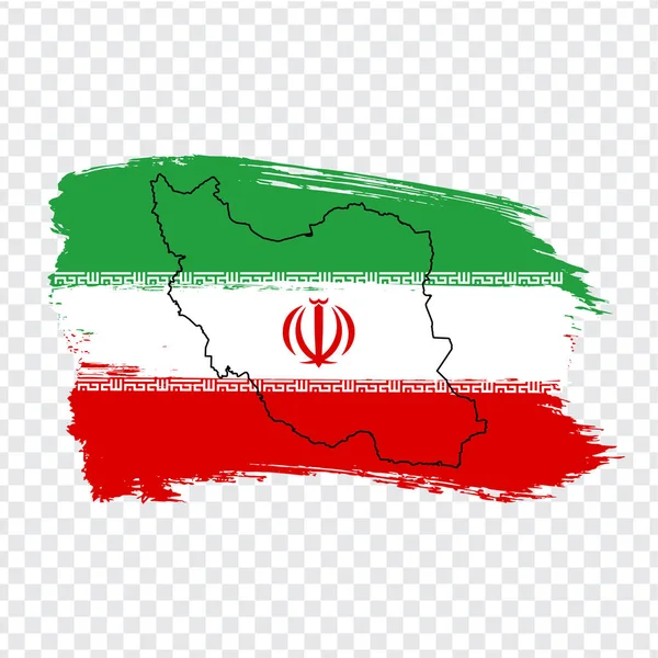 Flagge islamische Republik von iran aus Pinselstrichen und leere Landkarte iran. Hochwertige Landkarte iran und Flagge auf transparentem Hintergrund. Aktienvektor. Vektorabbildung eps10. — Stockvektor