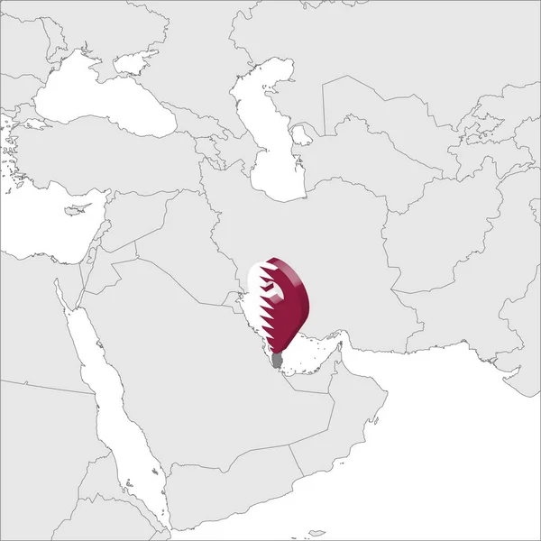 Qatar Mapa de ubicación en el mapa Asia. 3d mapa de la bandera de Qatar marcador de ubicación pin. Mapa de alta calidad Estado de Qatar. Ilustración vectorial EPS10 . — Archivo Imágenes Vectoriales