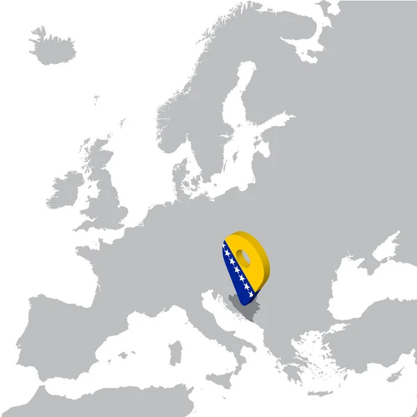 Bosnia-Erzegovina Mappa sulla mappa Europa. 3d Bosnia-Erzegovina mappa marcatore posizione pin. Mappa di alta qualità della Bosnia-Erzegovina. Illustrazione vettoriale EPS10 . — Vettoriale Stock