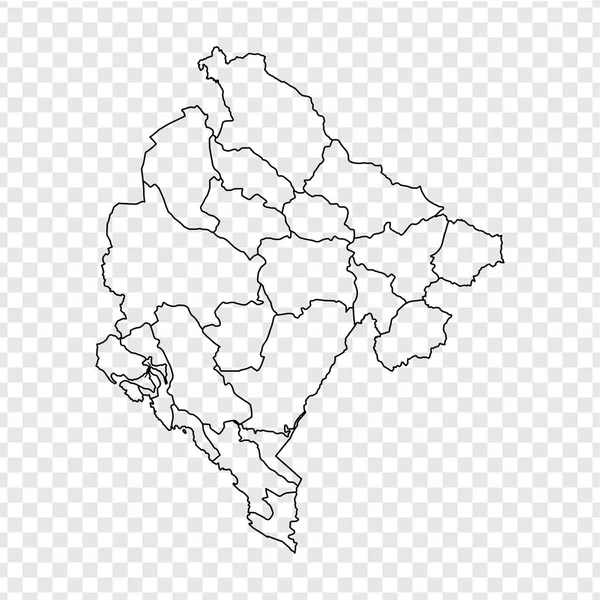 Mapa em branco Montenegro. Mapa de alta qualidade de Montenegro com províncias em fundo transparente para o seu design do site, logotipo, app, UI. Vetor de estoque. Ilustração vetorial EPS10 . — Vetor de Stock