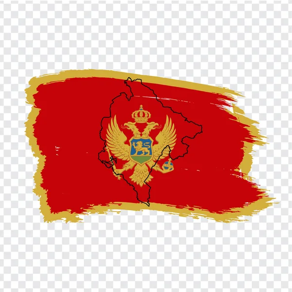 Flagge Montenegro aus Pinselstrichen und leere Karte Montenegro. hochwertige Karte Montenegro und Flagge auf transparentem Hintergrund. Aktienvektor. Vektorabbildung eps10. — Stockvektor