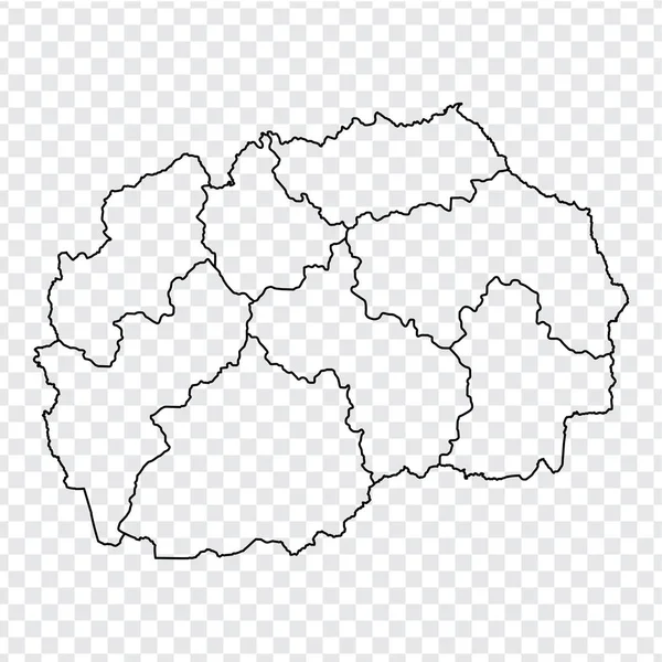 Boş harita Kuzey Makedonya. Web sitesi tasarımı, logosu, uygulaması, Ui için şeffaf arka plan üzerinde iller ile Kuzey Makedonya yüksek kaliteli harita. Stok vektörü. Vektör illüstrasyon Eps10. — Stok Vektör