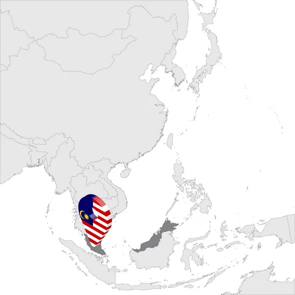 Карта расположения Малайзии на карте Азия. Третий значок местоположения флага Малайзии. Качественная карта Малайзии. Юго-Восточная Азия. Векторная иллюстрация EPS10 . — стоковый вектор