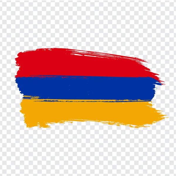 Bandeira da Armênia de pinceladas. Bandeira República da Armênia em fundo transparente para o seu web site design, logotipo, app, UI. Vetor de estoque. EPS10 . — Vetor de Stock