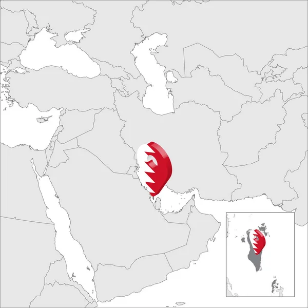 Bahréin Mapa de ubicación en el mapa Asia. 3d Bandera de Bahrein mapa marcador ubicación pin. Mapa de alta calidad Reino de Bahréin. Cercano Oriente. Ilustración vectorial EPS10 . — Archivo Imágenes Vectoriales