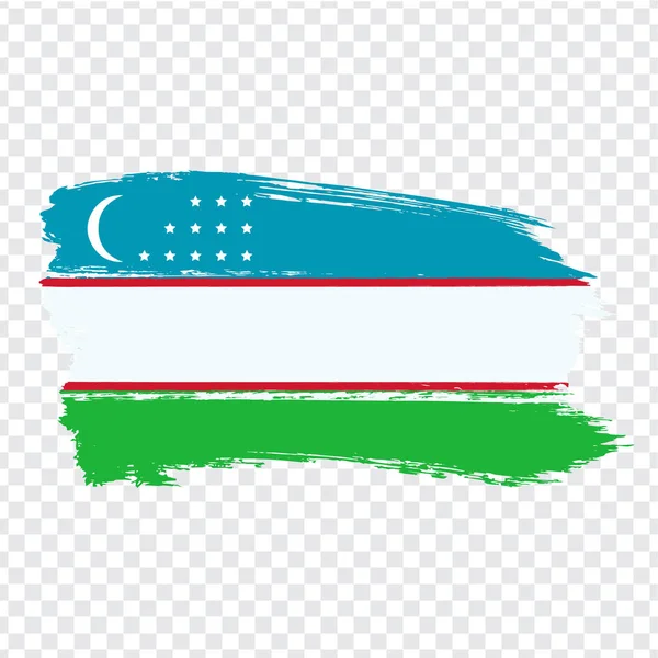 Bandera República de Uzbekistán de pinceladas. Bandera de Uzbekistán sobre fondo transparente para el diseño de su sitio web, logotipo, aplicación, interfaz de usuario. Vector de acciones. EPS10 . — Archivo Imágenes Vectoriales