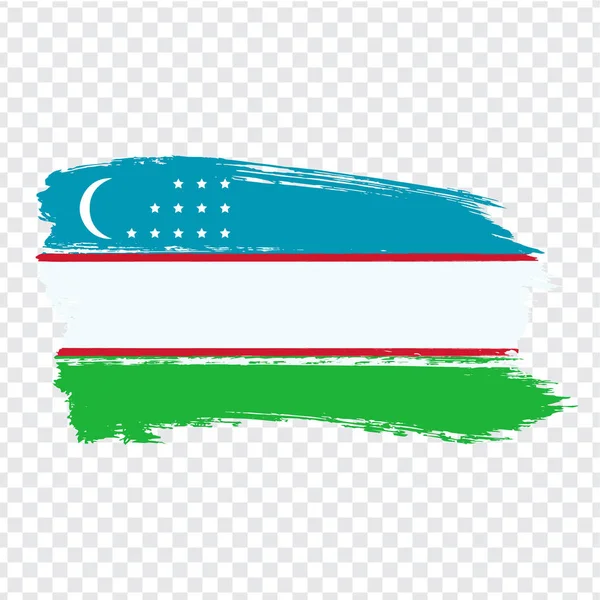 Bandera República de Uzbekistán de pinceladas. Bandera de Uzbekistán sobre fondo transparente para el diseño de su sitio web, logotipo, aplicación, interfaz de usuario. Vector de acciones. EPS10 . — Vector de stock