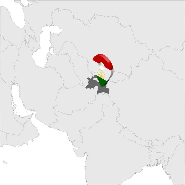 Карта расположения Таджикистана на карте Азия. 3-й значок местоположения флага Таджикистана. Карты высокого качества Республика Таджикистан. Центральная Азия. Векторная иллюстрация EPS10 . — стоковый вектор