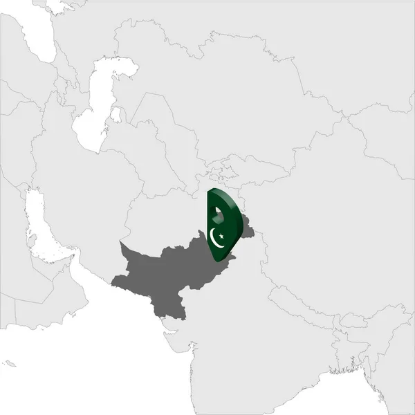 Pakistan Mappa dettagliata sulla mappa Asia. 3d Pakistan mappa marcatore posizione pin. Mappa di alta qualità Repubblica islamica del Pakistan. Asia meridionale. Illustrazione vettoriale EPS10 . — Vettoriale Stock