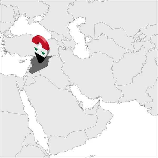 Siria Mappa sulla mappa Asia. 3d Siria mappa marcatore posizione pin. Mappa di alta qualità della Repubblica araba siriana. Vicino Oriente. Illustrazione vettoriale EPS10 . — Vettoriale Stock