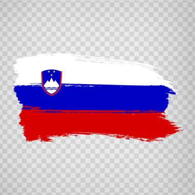 Fırça darbelerinden Slovenya'yı ve Boş harita Slovenya Cumhuriyeti'ni işaretleyin. Şeffaf arka planda yüksek kaliteli harita Slovenya ve bayrak. Stok vektörü. Vektör illüstrasyon Eps10.