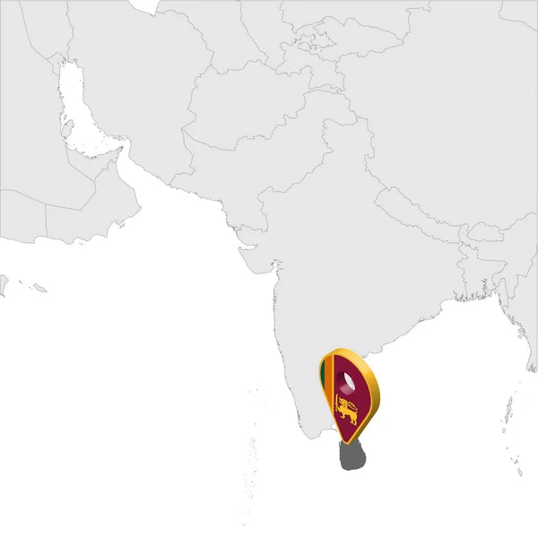 Карта расположения Шри-Ланки на карте Южная Азия. Трехмерный значок местоположения флага Сирии. Высококачественная карта Шри-Ланки. Южная Азия. Векторная иллюстрация EPS10 . — стоковый вектор
