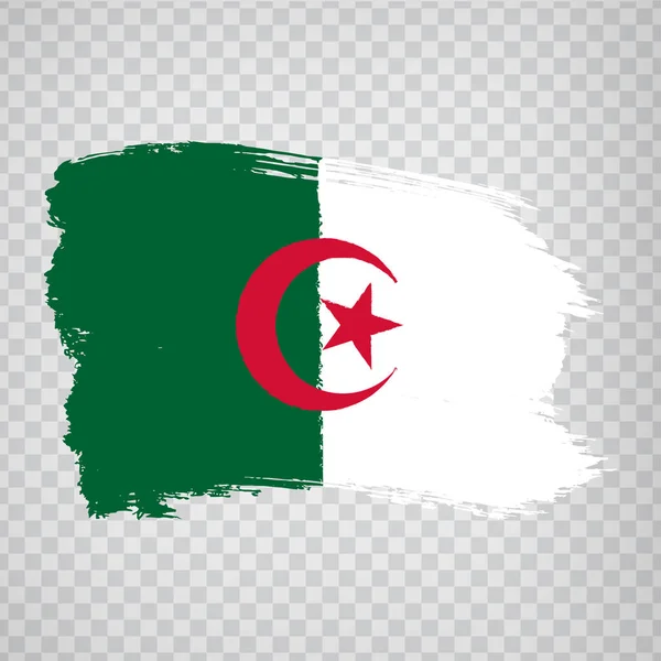 Flagge Algerien von Pinselstrichen und leere Landkarte algerische Volksrepublik. hochwertige Karte Algerien und Flagge auf transparentem Hintergrund. Afrika. Vektorabbildung eps10. — Stockvektor