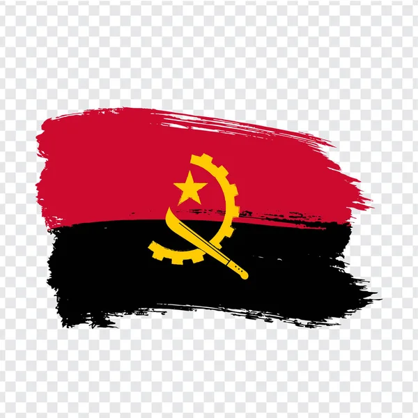 Bandeira da República de Angola isolada. Bandeira de Angola, fundo pincel. Bandeira Angola em fundo transparente. Bandeira República de Angola para o seu web site design, logotipo, app, UI. EPS10 . — Vetor de Stock