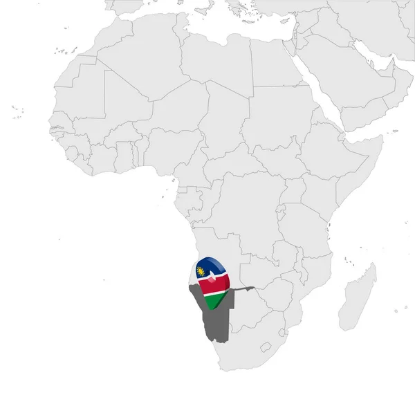 ПозКарта Республика Намибия на карте Африка. Третий флажок Намибии, значок местоположения метки. Высококачественная карта Небии. Векторная иллюстрация EPS10 . — стоковый вектор