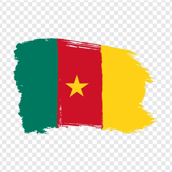 Flag Republic of Cameroon from brush strokes.  Cameroon Flag isolated.  Flag Cameroon for your web site design, logo, app, UI. Africa. EPS10. — Stock Vector