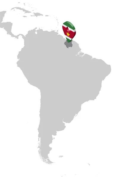 Surinam lokalizacja mapa na mapie Ameryka Południowa. 3D Surinamu flagi Mapa lokalizacja znacznika PIN. Wysokiej jakości Mapa Boliwii. Ilustracja wektorowa Eps10. — Wektor stockowy