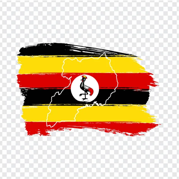 Прапор Уганди з мазків пензля і пустої карти Уганди. Висока якість карта Уганди і прапор на прозорий фон. Африка. Вектор запасу. Векторна ілюстрація Eps10. — стоковий вектор
