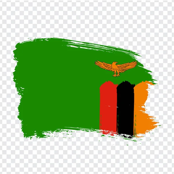 Zambiya bayrağı fırça darbelerinden. İnternet sitesi tasarımı, logosu, uygulaması, UI için saydam arkaplan üzerinde Zambiya Bayrağı Cumhuriyeti. Hisse senedi. EPS10. — Stok Vektör