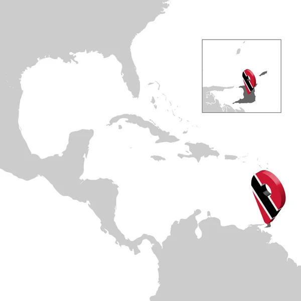 Carte de localisation Trinité-et-Tobago sur la carte Amérique centrale. 3d Trinité-et-Tobago drapeau carte borne de localisation. Carte de haute qualité Trinidad et Tobago. Illustration vectorielle EPS10 . — Image vectorielle