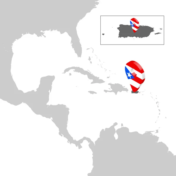 Karta Honduraspuerto Rico på karta Central Amerika. 3D Puerto Rico flagga kartmarkör plats stift. Hög kvalitet karta Puerto Rico. Vektor illustration Eps10. — Stock vektor