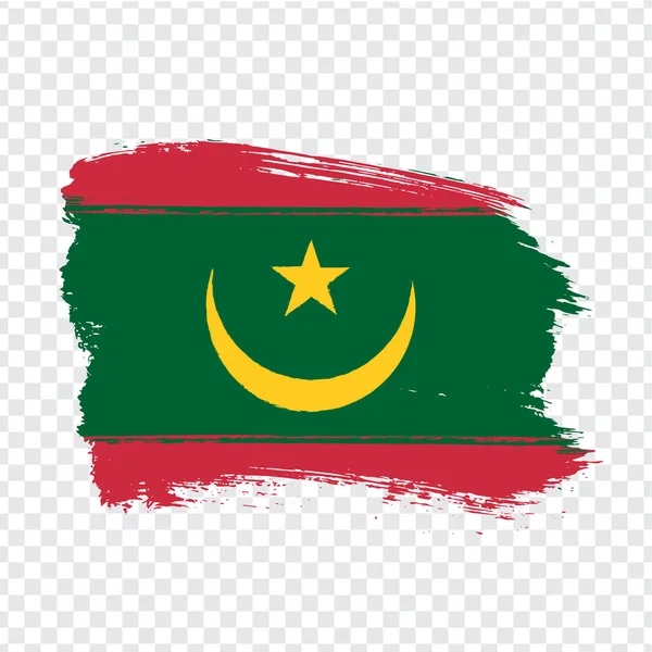 Drapeau Mauritanie de coups de pinceau. Drapeau République islamique de Mauritanie sur fond transparent pour la conception de votre site Web, logo, app, UI. Vecteur de stock. PSE10 . — Image vectorielle