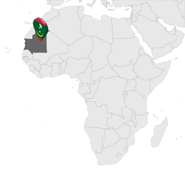 Mapa lokalizacji Mauretania na mapie Afryka. 3D Slamic Republika mauretańska flaga Mapa lokalizacja znacznika PIN. Wysokiej jakości Mapa Mauretanii. Ilustracja wektorowa Eps10. — Wektor stockowy