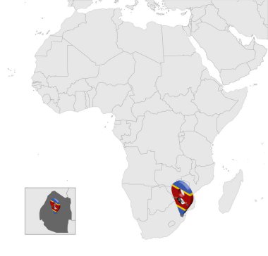 Zambiya, Afrika haritasında ve 3d konumunda