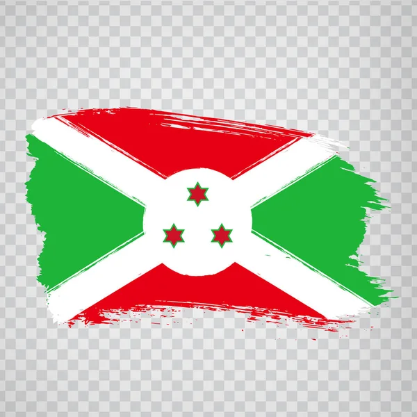 Bandeira Burundi de pinceladas. Bandeira República do Burundi em fundo transparente para o seu web site design, logotipo, app, UI. África. Vetor de estoque. EPS10 . — Vetor de Stock