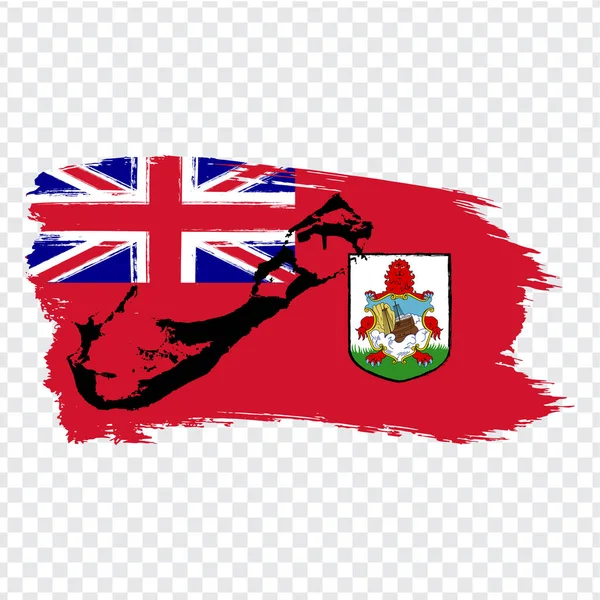 Флаг Бермуды от мазков кистью и карта Бермуд. Высококачественная карта Бермудских островов и флаг на прозрачном фоне для оформления вашего веб-сайта, логотипа, приложения, пользовательского интерфейса. S10 . — стоковый вектор