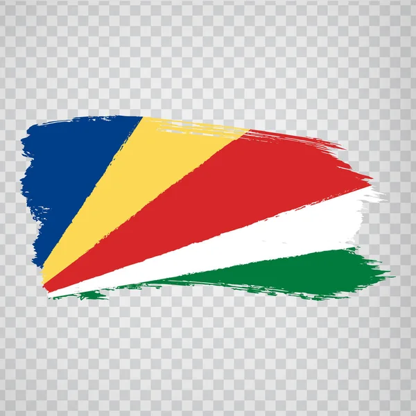 Vlag Seychellen van penseelstreken. Vlag Republiek der Seychellen op transparante achtergrond voor uw website ontwerp, logo, app, Ui. Afrika. Voorraadvector. Eps10. — Stockvector